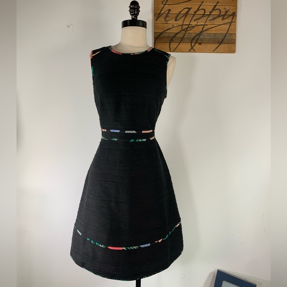 kate spade Dresses & Skirts - Kate Spade New York Womens Black Cotton Blend Blossom Trim Tweed Dress Size 6
